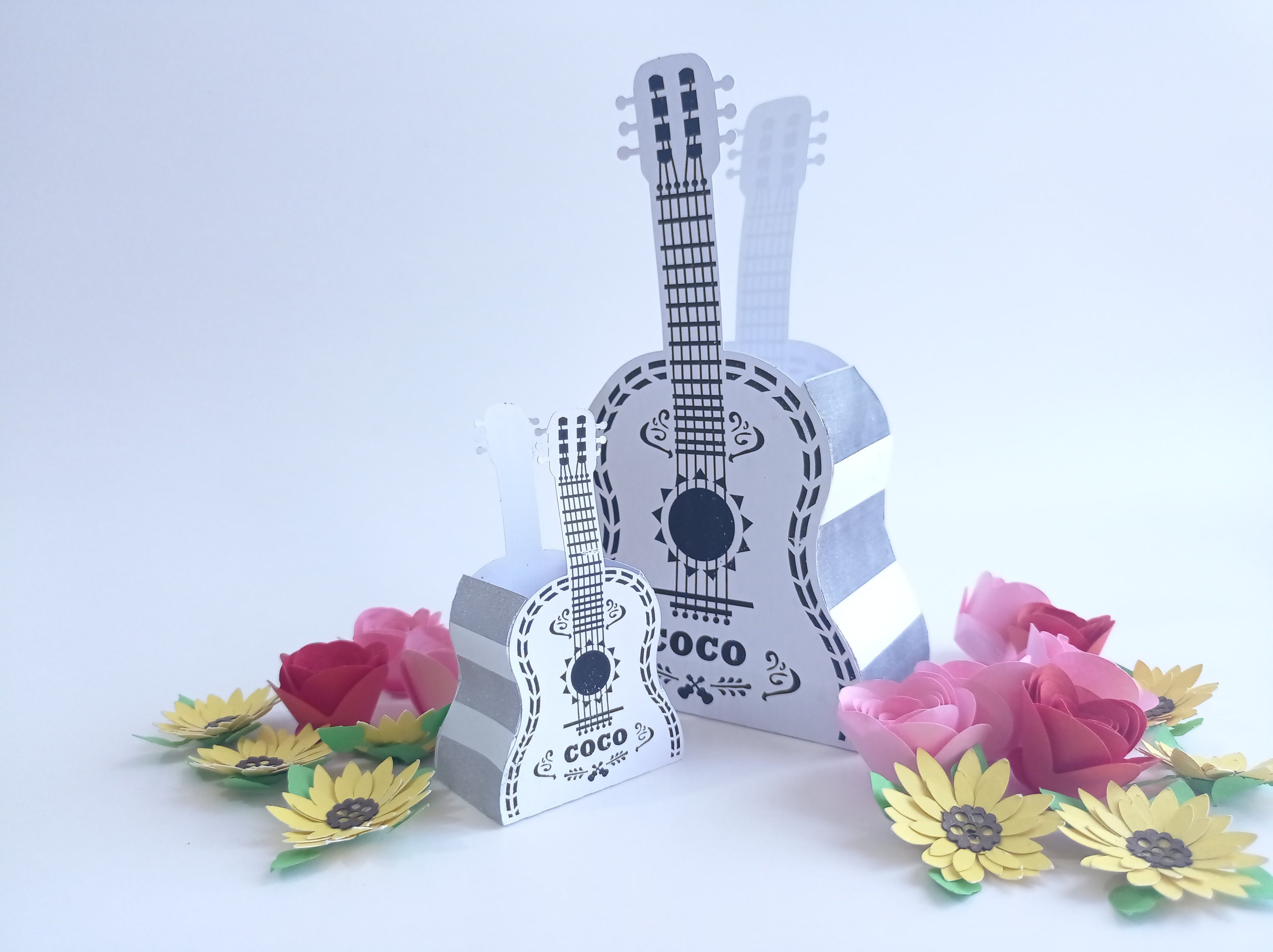 Set 2 Coco Guitar Box Favor Templates Box Gift Box SVG 