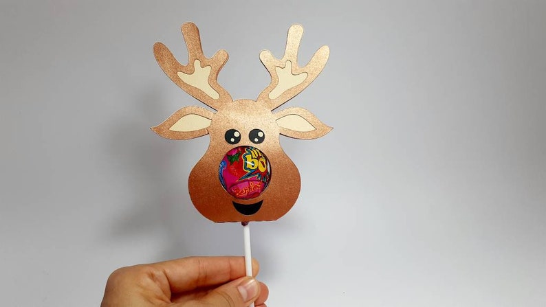 Download SVG Reindeer Lollipop Holder Rudolph Red Nose Favor For ...