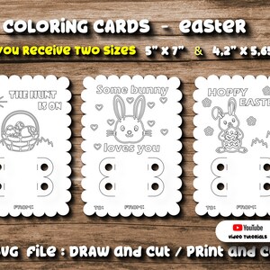 Set 3 Svg Malkarte Ostern Kinder Die Jagd ist auf Ein paar Hasen liebt dich Hoppy Ostern Gebogene Buntstift Halter Karte Template Cut File Cricut