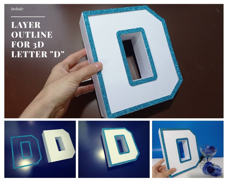 Download Clip Art Art Collectibles 3d Letter Svg D 3d Letter Svg File For Cricut 3d Letter Template Silhouette Cameo Laser Cut Letters Birthday Pdf Printable