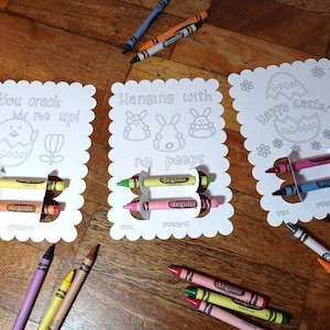 Set 3 Svg Malkarte Ostern Kinder Eier knacken Hase Ostern gebogen Buntstift Halter Karte Vorlage Schneidedatei Cricut Schule Handout
