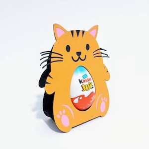 Porte-œufs de chat de Pâques SVG Animal Kinder Joy Egg Svg pour Cricut Joy Cricut Maker Cricut Explore Silhouette Cameo Brother ScanNCut Découpe laser