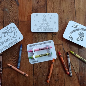 3 Svg Coloring Card Christmas Candy Cane Christmas Tree Angel | Crayon Holder | Svg File Cricut Maker Joy Explore Silohuette Draw Print Cut