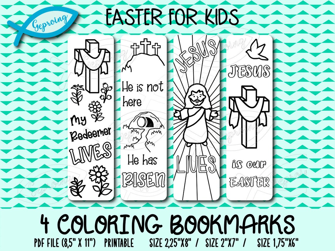 Printable Coloring Bookmarks Easter Kids Religious Easter Etsy