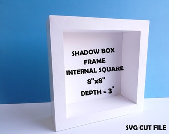 Shadow Box SVG Template Shadow Box Frame Flowers 8x8 Depth 3 SVG Cutting  Shadow Box DIY Cricut Silohuette Laser Cut 