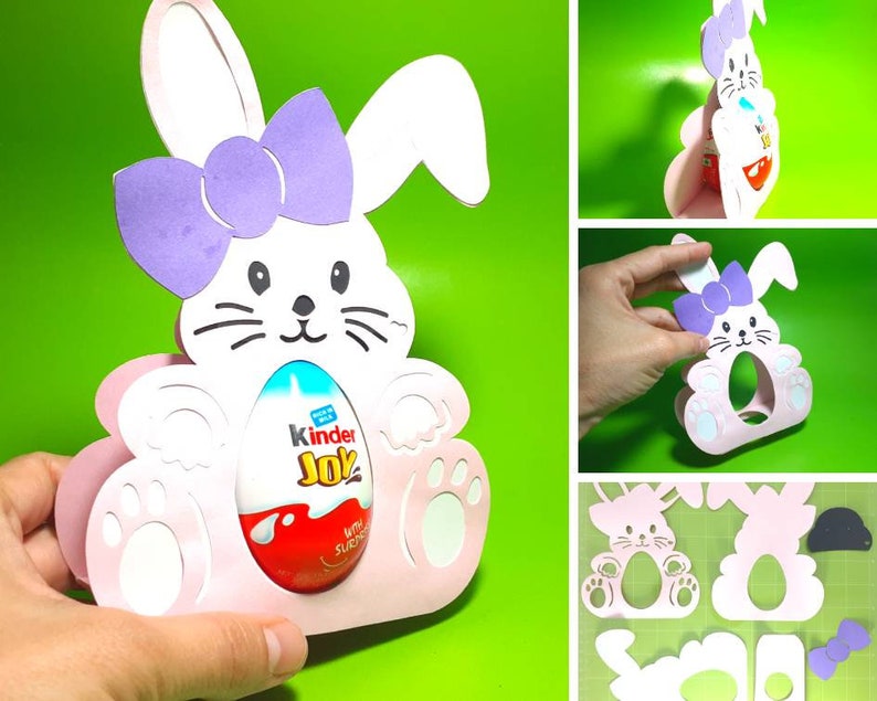 Download Set 2 Rabbit Easter Egg Holder Svg Bunny Template Kinder ...