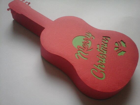Christmas Gift Guitar Box Template Christmas Decorations Etsy