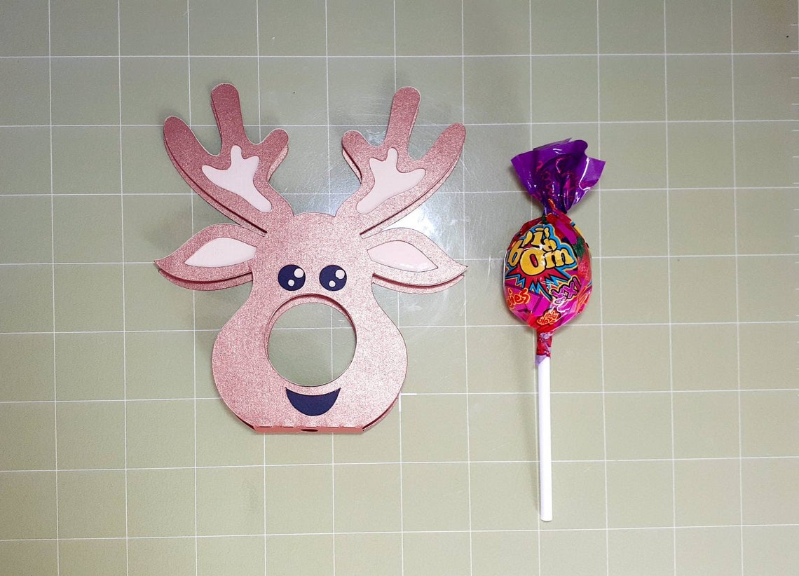 SVG Reindeer Lollipop Holder Rudolph Red Nose Favor For Kids Etsy