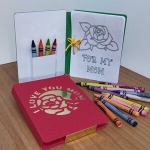 Livro de atividades do Dia das Mães SVG | Modelo de livro para colorir para crianças | Rosa eu te amo | SVG para Cricut Silohuette Cameo