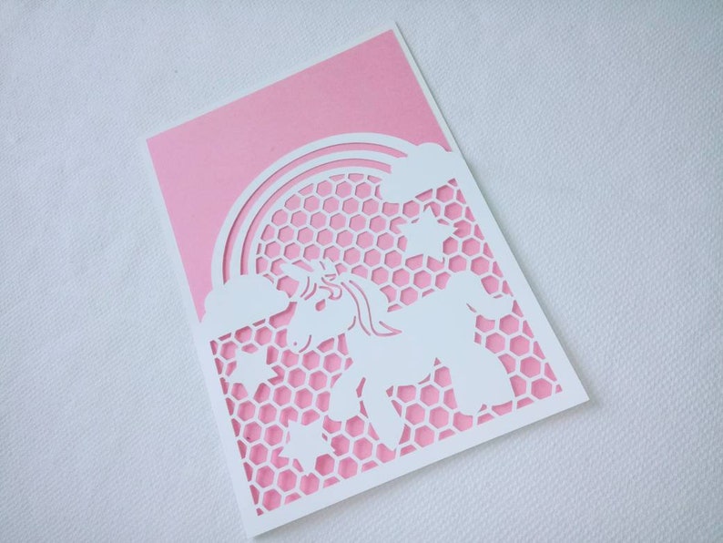 Unicorn envelope card svg unicorn template unicorn | Etsy