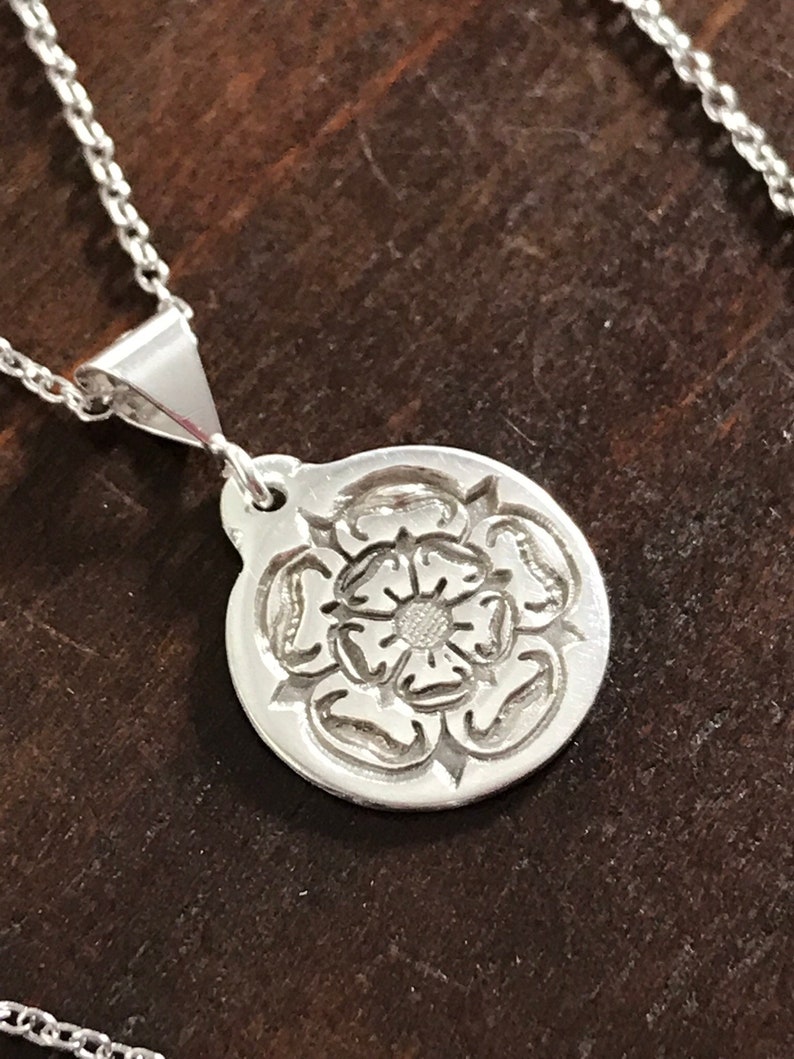 SILVER NECKLACE Yorkshire Rose Charm Pendant