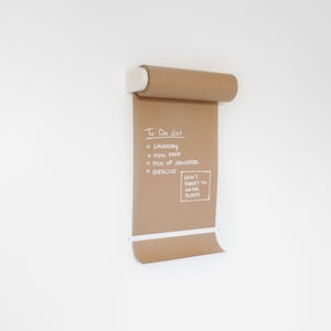 Paper Roll Holder, Butcher Paper Holder, Hanging Note Roll Holder, Kraft Paper Dispenser, Weekly Menu Board, Message Board Kitchen - WHITE