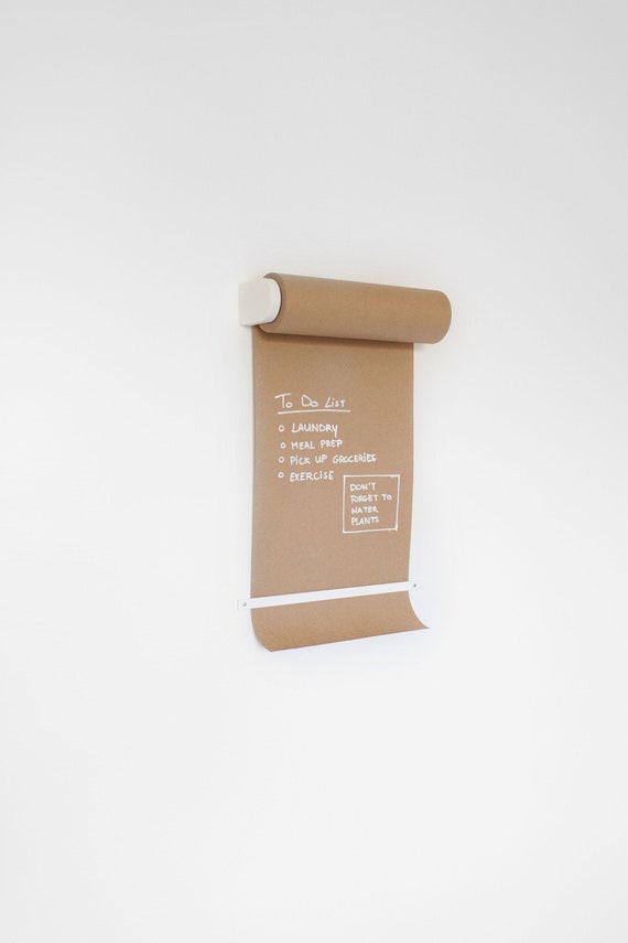 Paper Roll Holder, Butcher Paper Holder, Hanging Note Roll Holder, Kraft  Paper Dispenser, Weekly Menu Board, Message Board Kitchen WHITE 