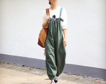 women's loose cotton overalls