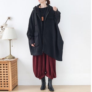 Womens Autumn Loose Fitting Irregular Hooded Cotton Coat Hoodies With Pockets, Woman Casual Coat, Autumn Coat, Casual Hoodies, Fall Coat