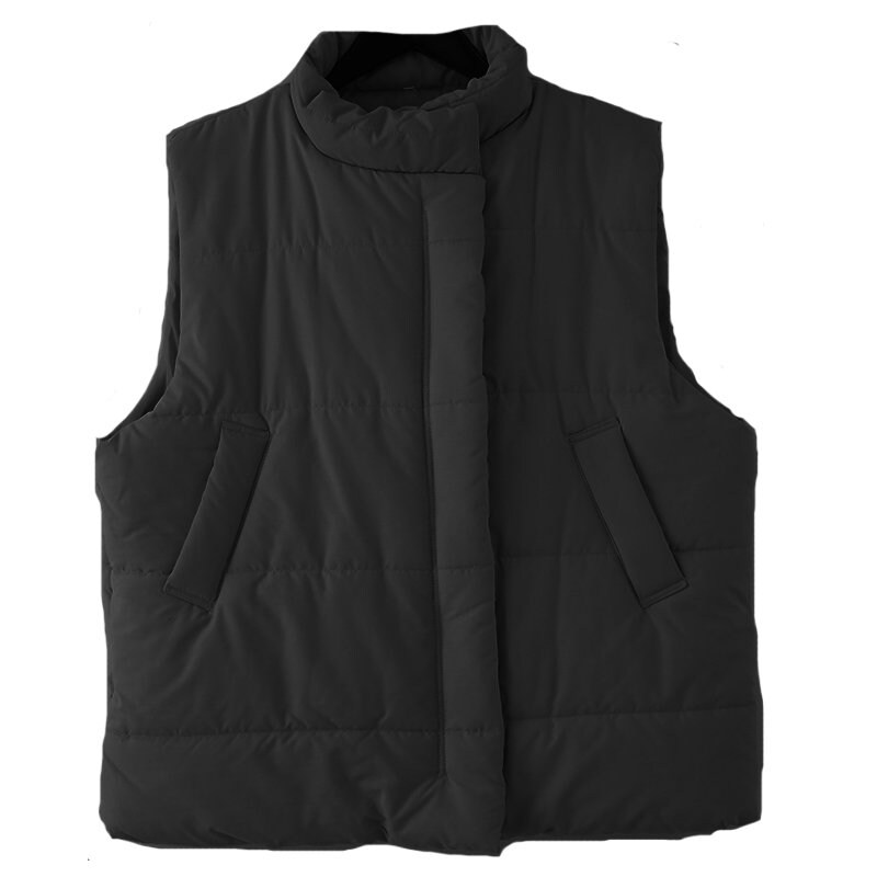 Womens Winter Minimalist Short Cotton Vest With Pockets Woman - Etsy