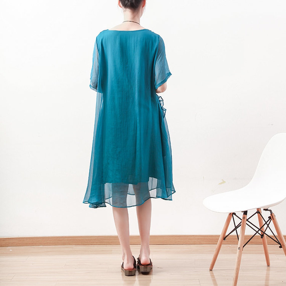Womens Summer Loose Fitting Elegance Chiffon Dress Casual Etsy
