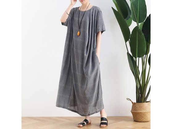 Womens Summer Loose Fitting Irregular Hem Plaid Cotton Robe | Etsy