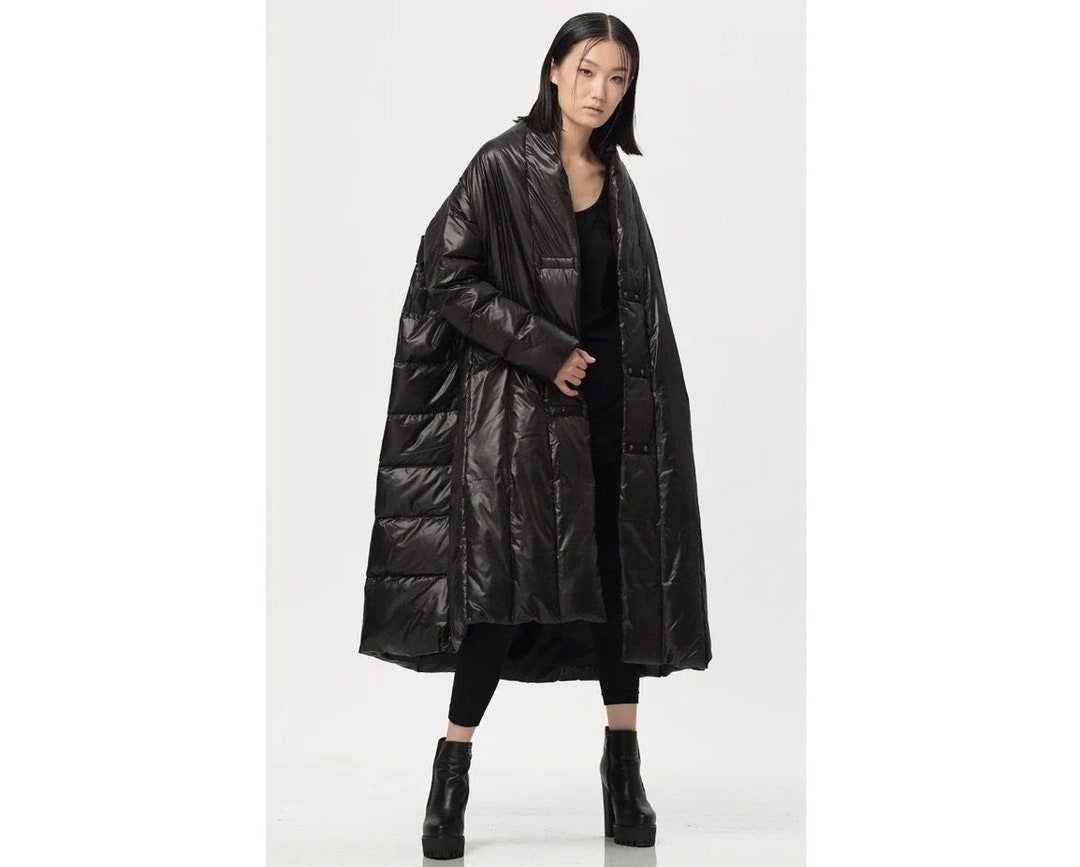 Womens Winter Loose Fitting A Line Style Oversized Cape Down Coat With ...