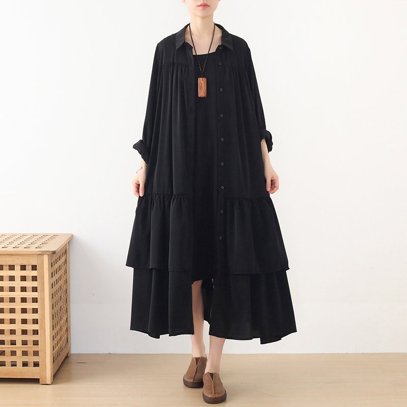 Womens Loose Fitting Casual Pleated Shirt Dress A Line Style - Etsy
