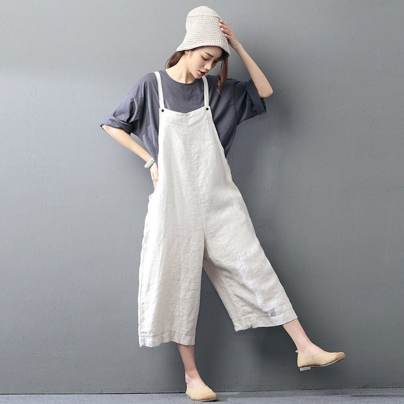 Womens Loose Fitting Comfortable Linen Jumpsuits Overalls | Etsy