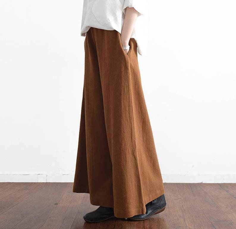 Womens Loose Fitting Casual Texture Linen Pants With Pockets - Etsy