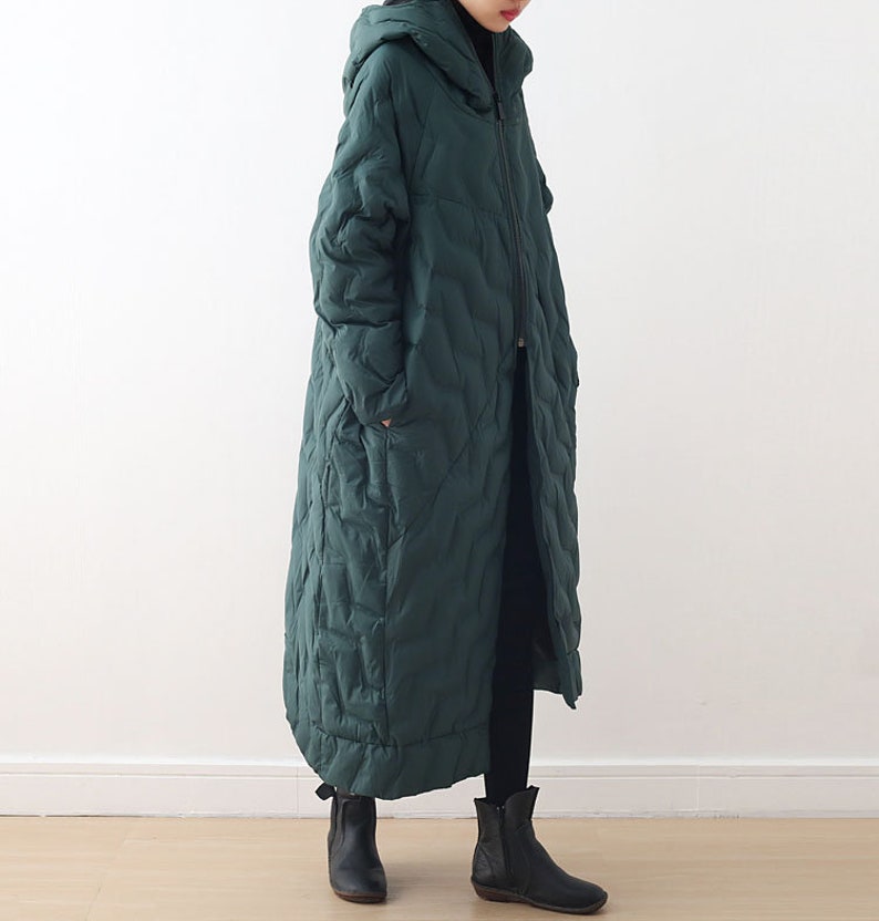 Casual Coat Womens Winter Loose Fitting Hooded Irregular Hem Down Cotton Coats Jackets With Pockets Casual Jackets For Women Long Coat