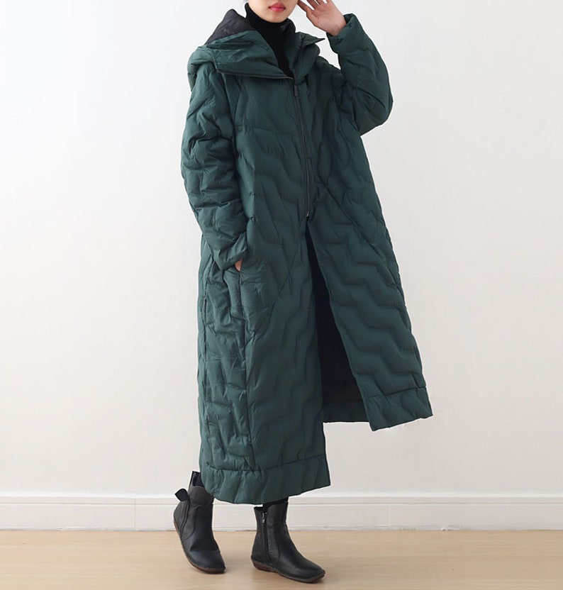 Casual Coat Womens Winter Loose Fitting Hooded Irregular Hem Down Cotton Coats Jackets With Pockets Casual Jackets For Women Long Coat
