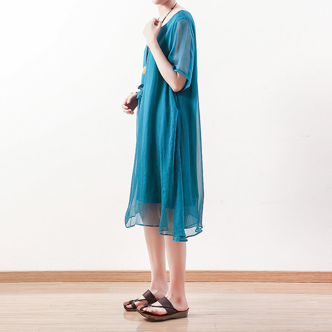 Womens Summer Loose Fitting Elegance Chiffon Dress Casual Etsy
