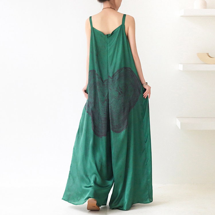 Womens Summer Loose Fitting Print Chiffon Jumpsuits With - Etsy