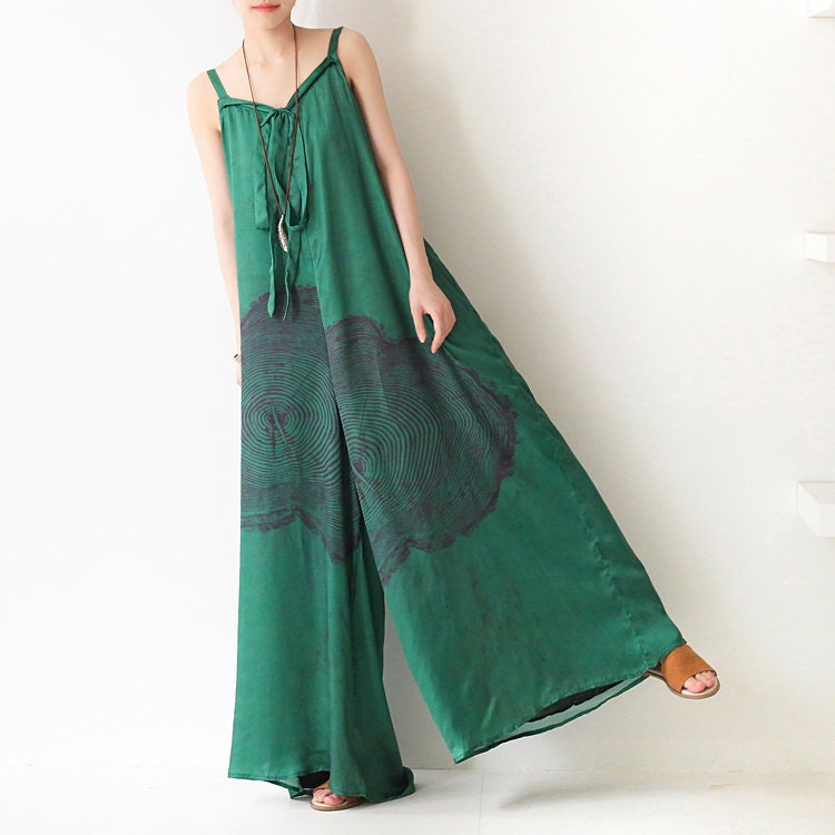 Womens Summer Loose Fitting Print Chiffon Jumpsuits With - Etsy