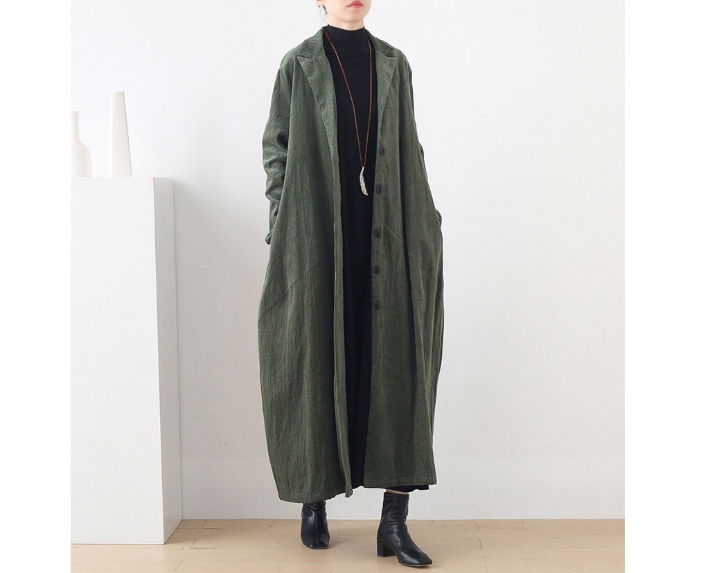 Womens Autumn Winter Loose Fitting Minimalist Cotton Trench - Etsy