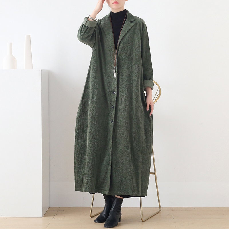 Womens Autumn Winter Loose Fitting Minimalist Cotton Trench - Etsy