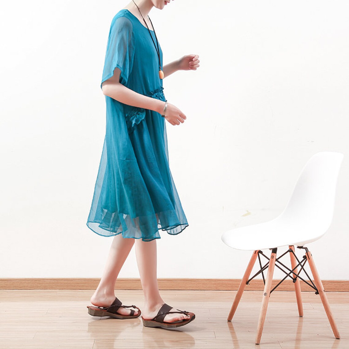 Womens Summer Loose Fitting Elegance Chiffon Dress Casual Etsy