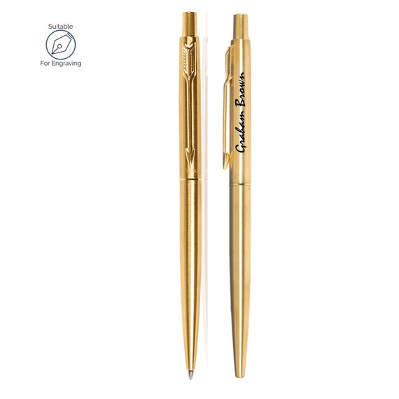 Personalised Engraved Parker Jotter Steel /& Gold Ballpoint Pen with Parker Pouch