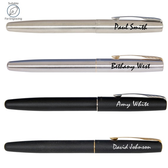 Personalised Engraved Parker Vector Matte Black Gold Trim GT Fountain Ink Pen