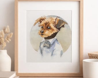Portrait de chien aquarelle personnalisé | Art commémoratif d'animal de compagnie peint à la main