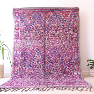 Vintage Moroccan Rug, Purple Beni Mguild Rug 6x9 ft