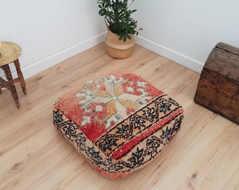 Ottoman Pouf Moroccan Pouf Turkish rug door mat runner rug kilim pouf rug area vintage rug moroccan rug oushak rug bohemian rug 7333OUZ