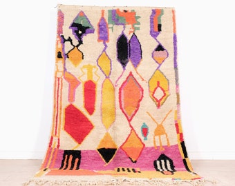 Vintage Boujaad Rug, Vintage Pink Moroccan Rug, 5x8 ft