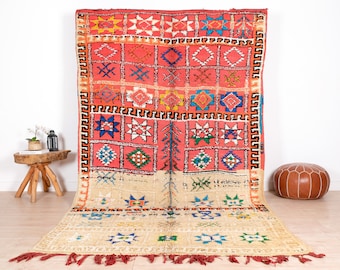 Vintage Moroccan Rug, Red Boujaad Rug 6x11 ft