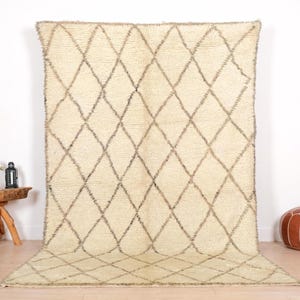Authentic Moroccan Rug, Vintage Beni Ourain Rug 6x9 ft
