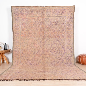 Vintage Moroccan Rug, Pink Beni Mguild Rug 7x11 ft