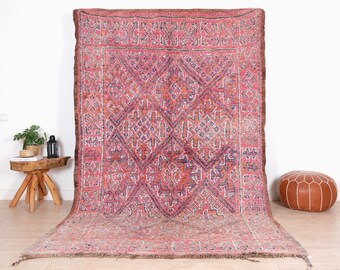 Vintage Moroccan Rug, Pink Beni Mguild Rug 6x10 ft