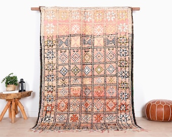 Vintage Moroccan Rug, Pink Boujaad Rug 5x8 ft