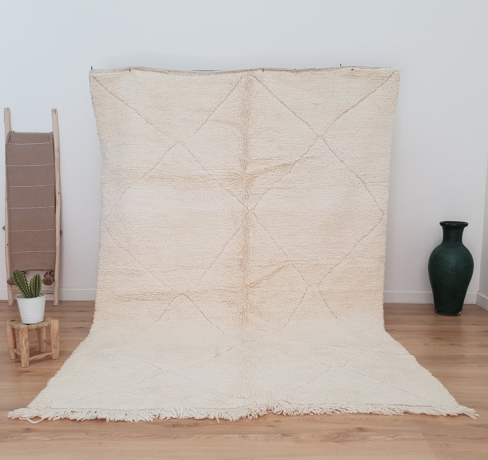 White Beni Ourain Rug 6x9 ft Fabulous Authentic Moroccan Etsy