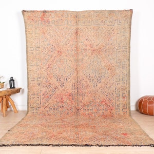 Vintage Moroccan Rug, Pink Beni Mguild Rug 6x11 ft
