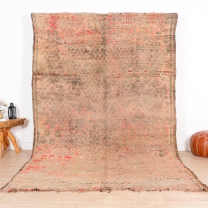 Pink Beni Mguild Rug, Vintage Moroccan Rug, 6x10 ft