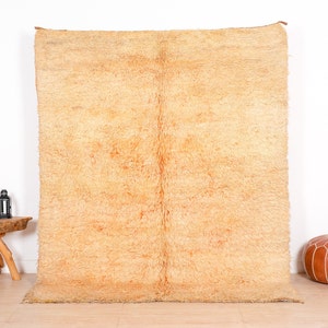 Vintage Marokkanischer Teppich, Einfarbiger Boujaad Teppich 200x250