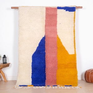 Authentic Beni Ourain Rug, Blue Moroccan Rug 5x7 ft